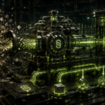 A publisher archive is refined through a glowing industrial knowledge system into organized retrieval infrastructure for corpus-first AI publishing.