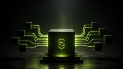 A central structured knowledge core connects to multiple specialized retrieval systems through glowing green pathways in a minimalist publisher infrastructure scene.