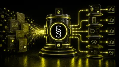 A structured publisher corpus flows through a central Springwire governance core into multiple controlled access surfaces including membership, mobile, chat, and learning environments.
